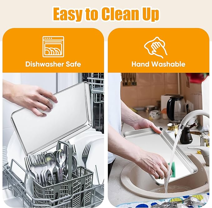 Homikit 1 Pack Baking Sheet, 9 x 13 Inches Stainless Steel Quarter Sheet Pan Set for Baking Cooking Toasting, Metal Cookie Tray Fits Toaster Oven, Non Stick & Rust Free, Dishwasher Safe