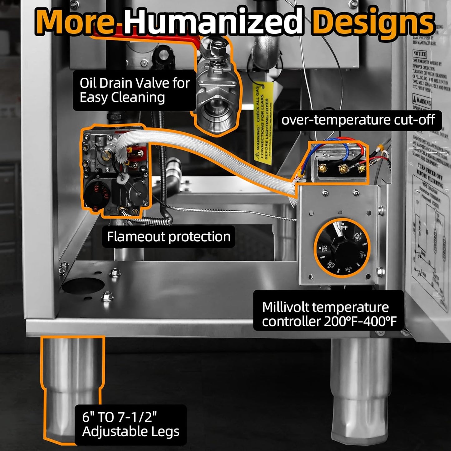 Commercial Open Pot Fryer with 2 Baskets, 100000 BTU 40-50 Lbs Oil Capacity Natural Gas Fryer, Only Commercial Use Stainless Steel Deep Fryer for Restaurants, Food Trucks-Floor Standing