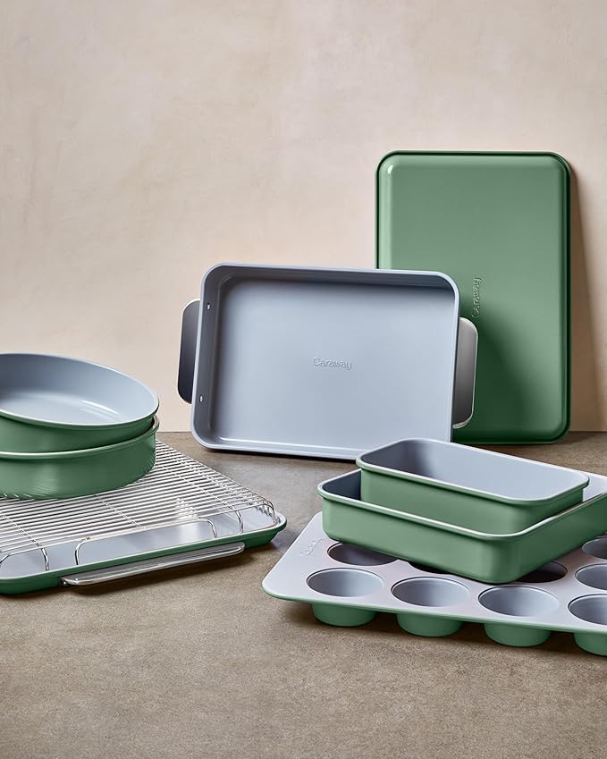 Caraway Non-Stick Ceramic Large Baking Sheet Duo - Naturally Slick Ceramic Coating - Non-Toxic, PTFE & PFOA Free - Perfect for Baking, Roasting, and More - Large (18" x 13") - White