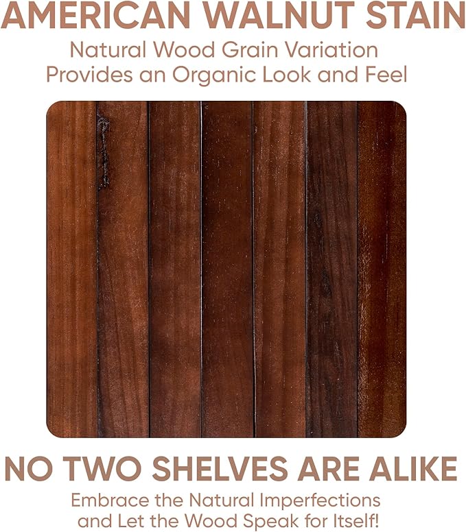 Homeforia 48 inch Walnut Floating Shelf, High End Solid Real Wood Large 48inch Floating Shelves for Wall, Dark Brown 48 inches Long Floating Shelves, Heavy Duty Bracket, 48 X 6.5 X 1.75 inch, Set of 2