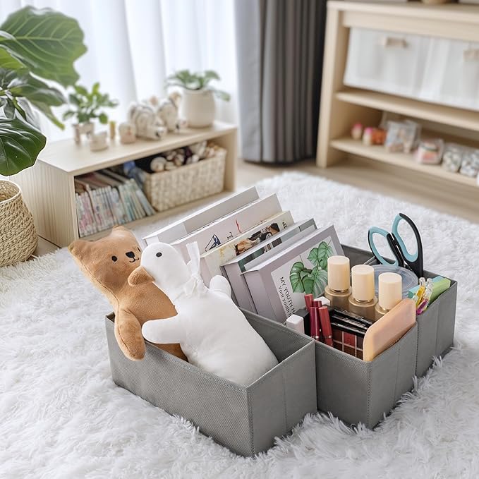 Criusia Drawer Organizer Clothes, 14 Pack Dresser Organizer for Baby Clothes, Underwear, Sock- Foldable Closet Organization and Storage Dividers Bins for Nursery, Bedroom and Dorm (Grey)