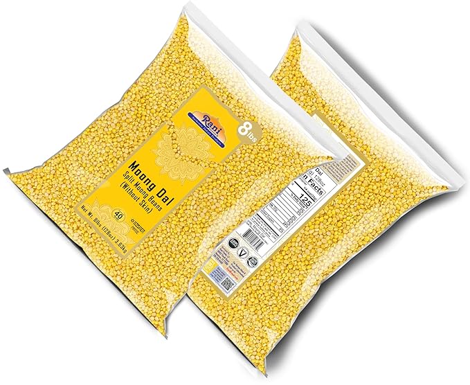 Rani Moong Dal (Split Mung Beans Without Skin) Lentils Indian 128oz (8lbs) 3.63kg x Pack of 5 (Total 40lbs) Bulk ~ All Natural | Gluten Friendly | Non-GMO | Kosher | Vegan | Indian Origin