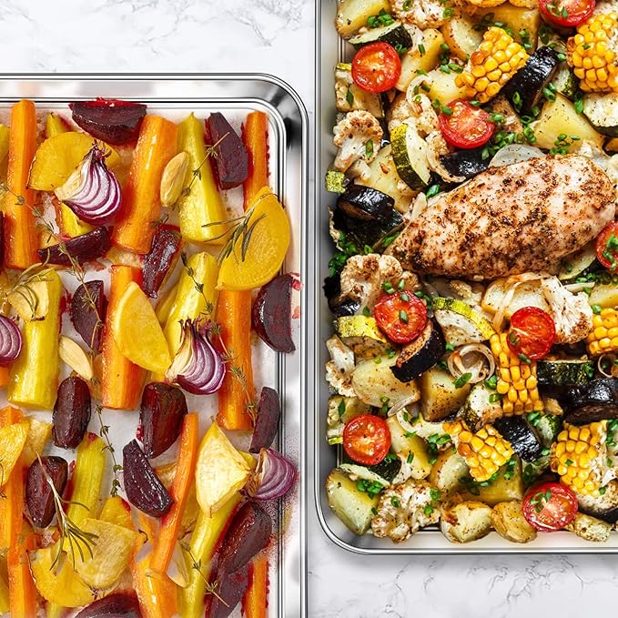 Homikit 1 Pack Baking Sheet, 18 x 13 Inches Stainless Steel Large Cookie Pan, Heavy Duty Metal Half Sheet Tray for Oven Baking Roasting Cooking, Rustproof & Nonstick, Dishwasher Safe