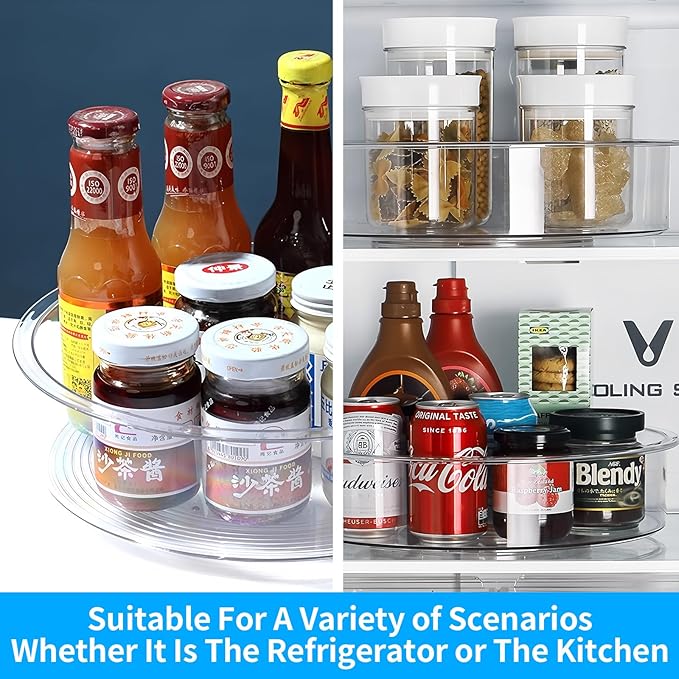 4 Pack Lazy Susan, 10.5 Inch Lazy Susan Organizer, 360 Degree Swivel, for Kitchen, Pantry, Refrigerator, Bathroom and Vanity Countertops (Clear) (4P-10.5 Inch)