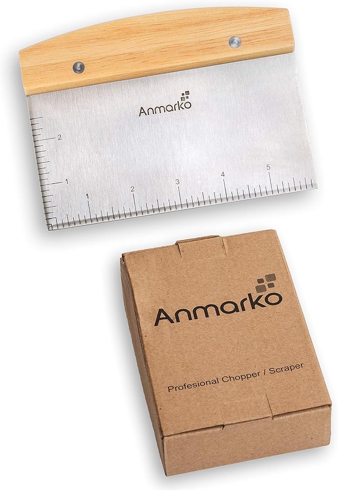 Dough Cutter for Bread and Pizza Dough - Stainless Steel Metal Griddle Scraper Chopper - Multipurpose Bench Scraper Kitchen Utensil for Flat Top Griddle - Commercial Quality