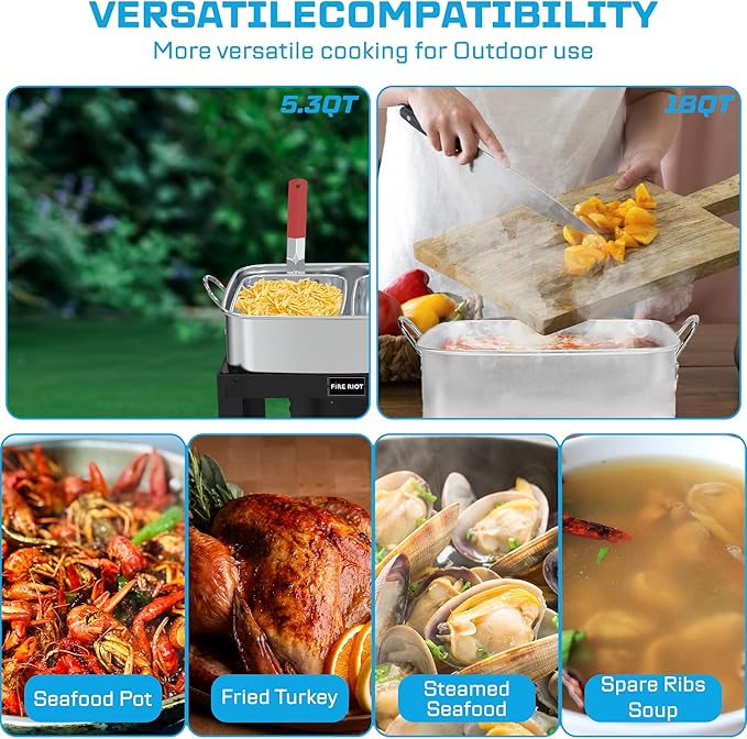 50,000 BTU Propane Deep Fryer - 18QT Aluminium Dual Deep Fryer with 2 baskets - CSA-Approved Gas Fryer - Ideal for Chicken Wings, French Fries, Fish Fryers Outdoor Cooking