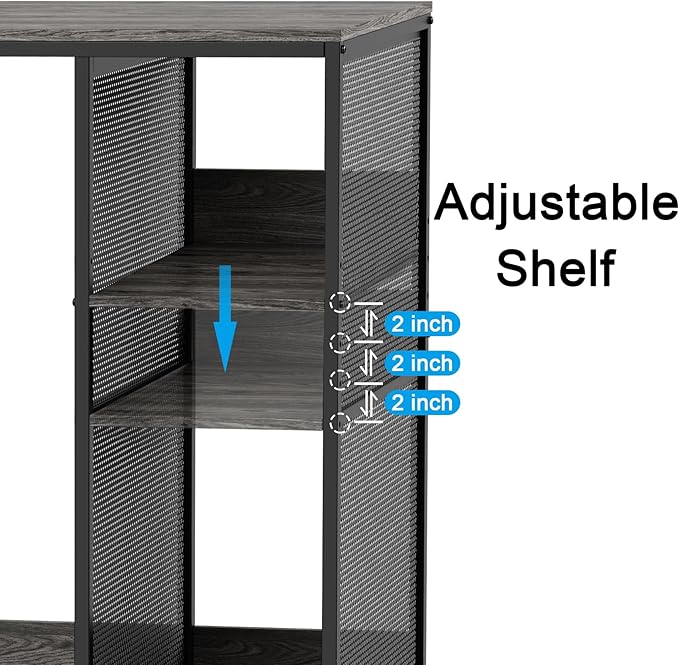 3-Tier Coffee Bar Cabinet with Mini Fridge Space, Heavy-Duty Rustic Grey Microwave Stand Baker Rack, Utility Storage Organizer Shelf for Home Kitchen Dorm, Slate Grey