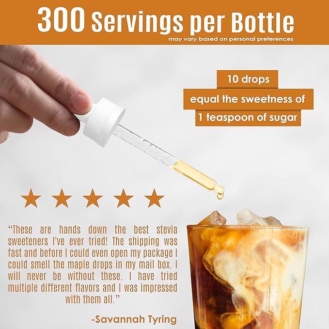 Stevia Select Maple Flavored Liquid Stevia β Zero Calorie Coffee, Tea, Drink & Baking Sweetener, All-Natural, No Erythritol, Keto-Friendly Sugar Alternative, 300 Servings β 2 Oz (1 Pack)