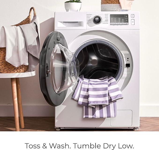 Mellanni Twin XL Sheets Set - 3 PC Iconic Collection Bedding - Hotel Luxury, Soft, Cooling Bed Sheets - Wrinkle, Fade, Stain Resistant (Twin Extra Long, Oxford Stripe Hazy Lilac)