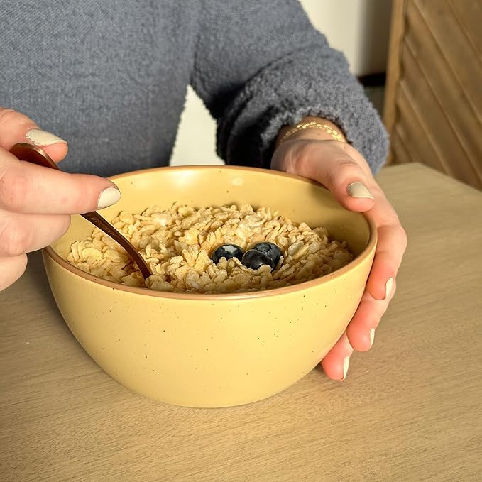 Mora Ceramic Artisan Matte Bowls For Kitchen 28oz - Bowl Set of 4 - For Cereal, Salad, Pasta, Soup, Dessert etc - Dishwasher, Microwave, and Oven Safe - For Breakfast, Lunch and Dinner - Safari Colors