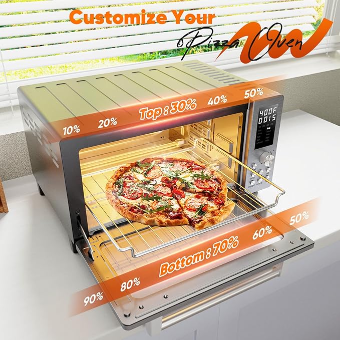 Nuwave Bravo Pro Convection Air Fryer Toaster Oven Combo, 2025 New and Improved, 10-in-1, 50°-450°F Temp Controls, Quick & Even Crisp Technology, 21Qt Capacity, Stainless Steel, PFAS Free