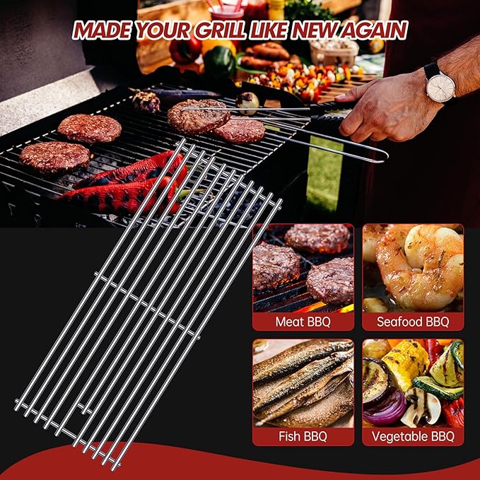 9MM 16517 Grill Grates Replacement for Bull Grill Replacement Parts, BBQ Bull Angus 4 Burner 47628 47629, Steer Premium 69008, Lonestar 87049, Bull Outlaw 26038 26039, Stainless Steel Grids