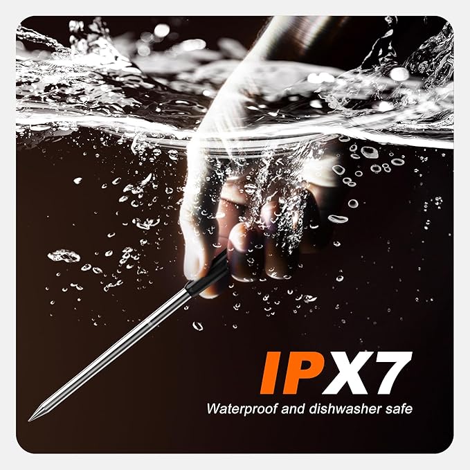 Dual Probes Meat Thermometer, Smart Digital Magnetic Standalone Base, Bluetooth Wireless Meat Thermometer Remote Tracking and Real-Time Readings, iOS and Android, for Grill, BBQ, Smoker