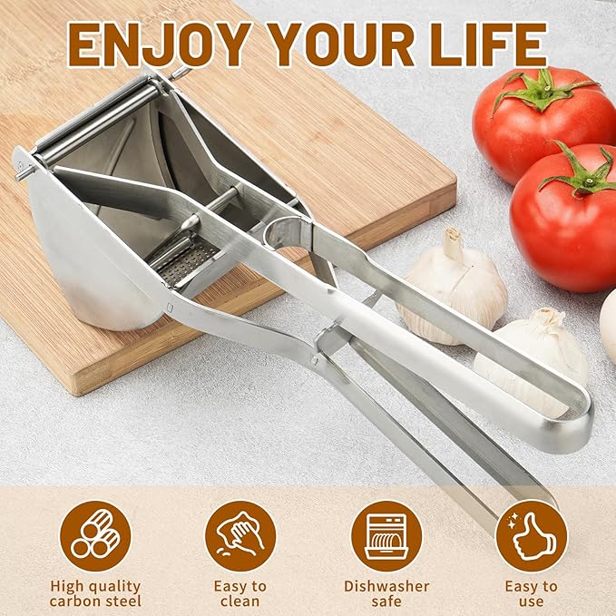 Heavy Duty Stainless Steel Professional Ricer for Mashed Potatoes and Ricer Kitchen Tool, Mash Potato Masher for Creamy Mashed Potatoes (Potato Ricer Set)