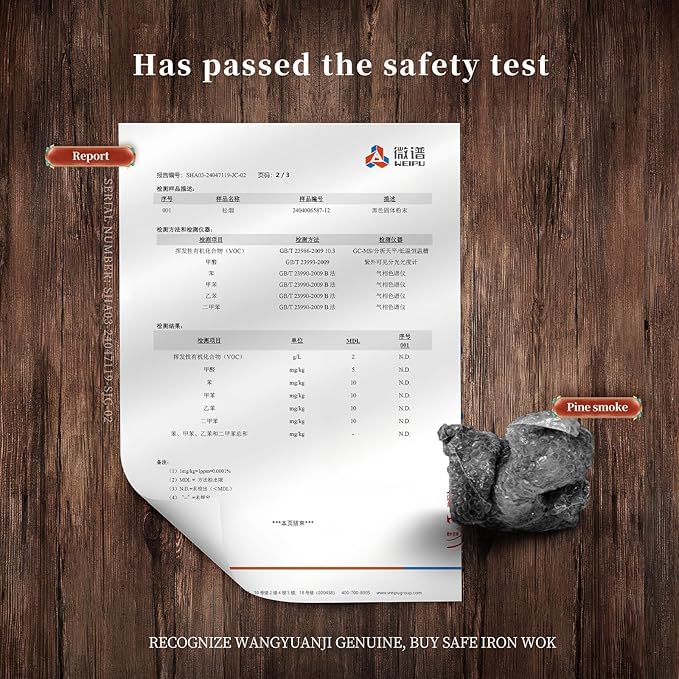 WANGYUANJI Cast Iron Wok,12.59 inch Flat Bottom Wok with Glass Lid,Suitable for All Cooktops, Uncoated Craft Pot Healthy Cooking Pot