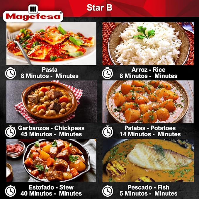 MAGEFESA Star Belly Pressure Cooker 10.6 Qt – 18/10 Stainless Steel, Rounded Bottom, 3 Safety Systems, Works on All Stovetops Including Induction, 8 PSI