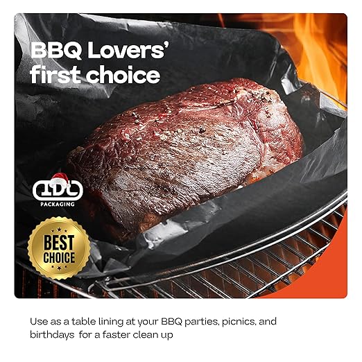 Black Butcher Paper 18" x 2160" (180 feet) - USA-Made Natural Butcher Paper Roll for Meat and Fish - Uncoated, Unwaxed & Food-Grade Material for Grilling - BBQ Papers for Smoking by IDL Packaging