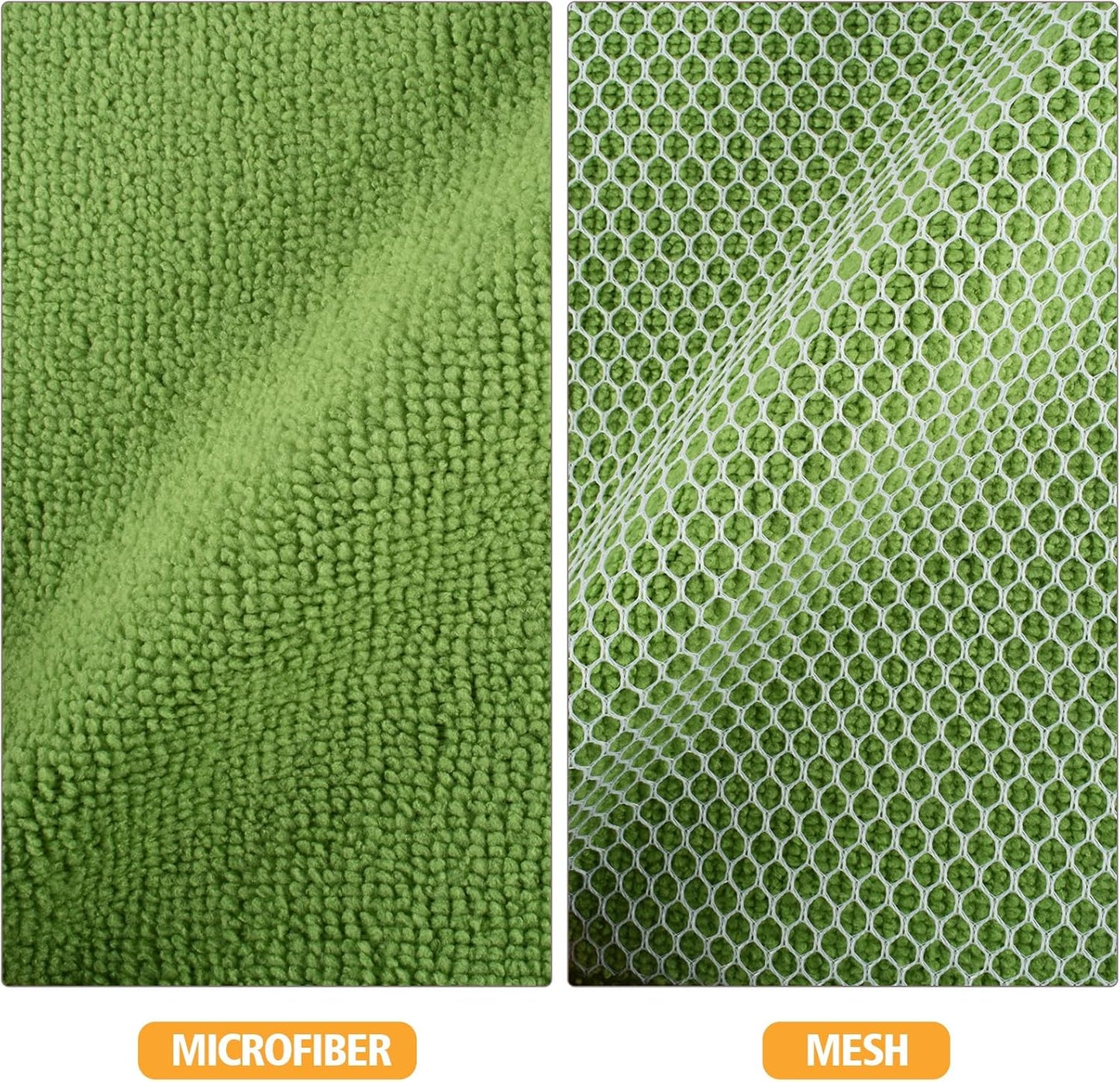 KinHwa Kitchen Washcloths for Dishes Absorbent Microfiber Dish Cloths Quick Dry Dish Rags with Poly Scour Scrub Side Ideal for Kitchen Cleaning (Green, 7inchx7inch 9 Pack)