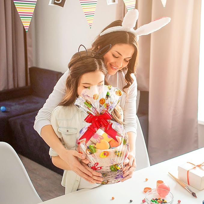 JOYIT 100ft Easter Cellophane Wrap Roll with Egg (35 in x 100 ft) - 3 Mil Thick Easter Wrapping Paper Roll, Easter Cellophane Bags for Baskets Candy Gift Wrapping