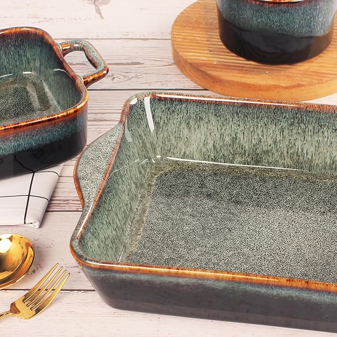 Ceramic Casserole Baking Dish, 2 Quarts Baking Dish for Oven, Lasagna Pans, Oven Safe Durable Bakeware for Kitchen Home Decor, Banquet and Dinner, Rectangular 1 PCS 10 x 8 Inch