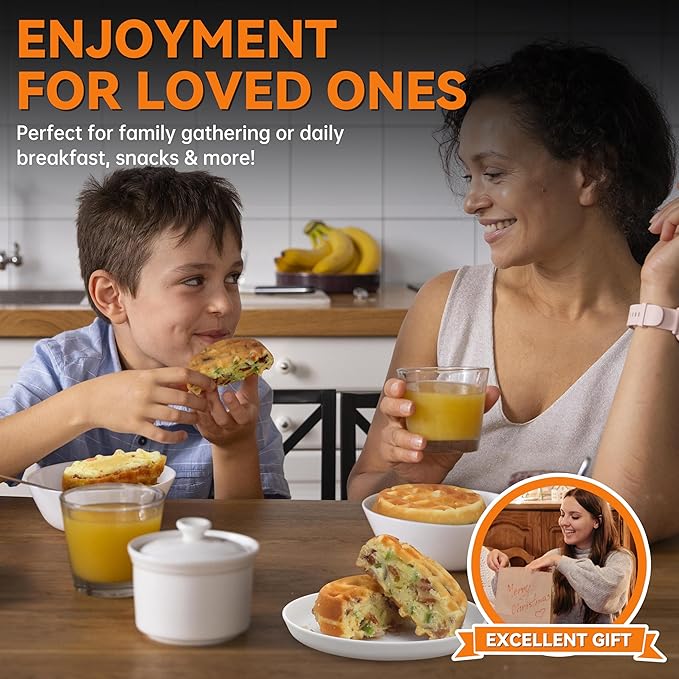 Baker's Friend Multi Stuffed Waffle Maker Thick, 4-Slice with 1.2'' Thick & 4'' Dia, Belgian Mini Waffle Maker Flip, Nonstick Breakfast Sandwich Maker, Stuffed Waffle Iron, Aqua