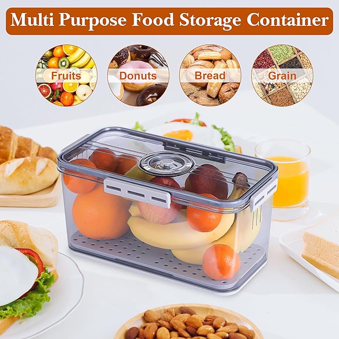 Bread Box for Homemade Bread Boxes for Kitchen Counter Airtight, Time Recording Bread Storage Container with Lid, Bread Containers Storage Airtight Loaf Bread Keeper, Large