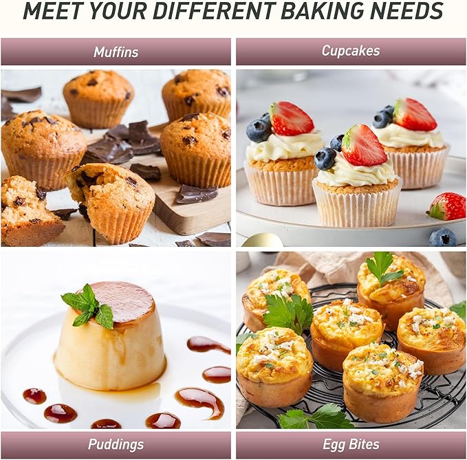 2 Packs 6 Cups Silicone Muffin Pan with Metal Reinforced Frame Jumbo Size Cupcake Pan Tray Egg Bites Silicone Circle Cookie Molds Muffin Tin Tart Pans Baking Sheet Set for Breakfast Sandwiches