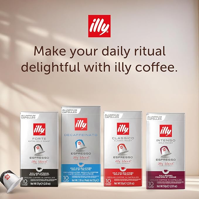 illy Aluminum Espresso Capsules - Compatible with Nespresso Machines - Intenso Lungo Roast Coffee- Bold & Full of Flavor - Notes of Cocoa and Dried Fruit - Single Serve Capsules - 10 Count (Pack of 5)
