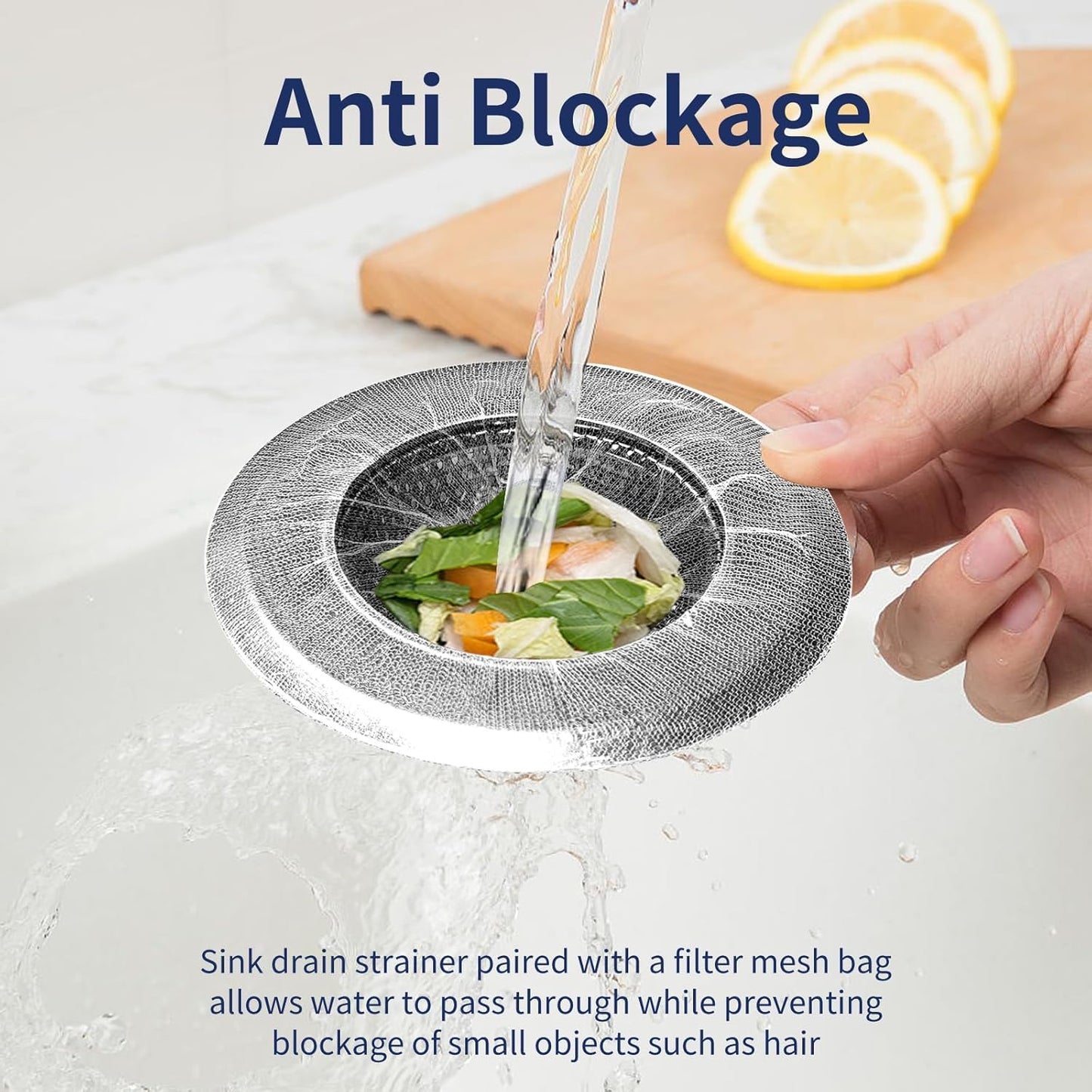 BATHRINS Kitchen Sink Drain Strainer Combination 100 Pieces of Sink Strainer Net Bags - Double Layered Design Makes It Easy for You to Clean The Sink Without Any Blockages