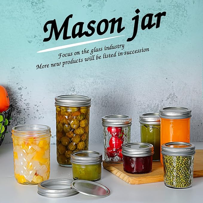 VERONES Mason Jars 8 OZ, 8 OZ Canning Jars Jelly Jars With Regular Lids, Ideal for Jam, Honey, Wedding Favors, Shower Favors