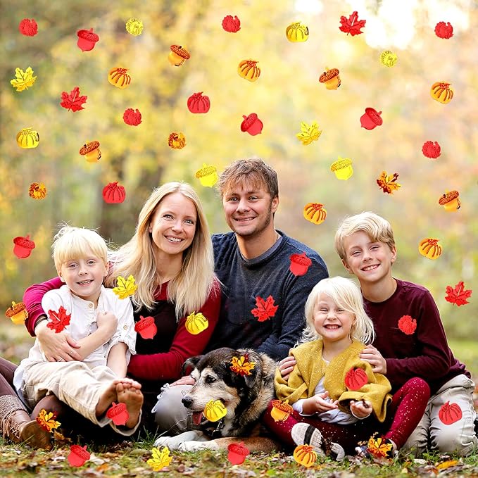 MARFOREVER Fall Thanksgiving Glitter Confetti, Fall Party Decorations Autumn Metallic Foil Confetti Maple Leaves Pumpkin Turkey Acorn Scatter Table Centerpiece Sprinkles Sequins for Fall Party Favors