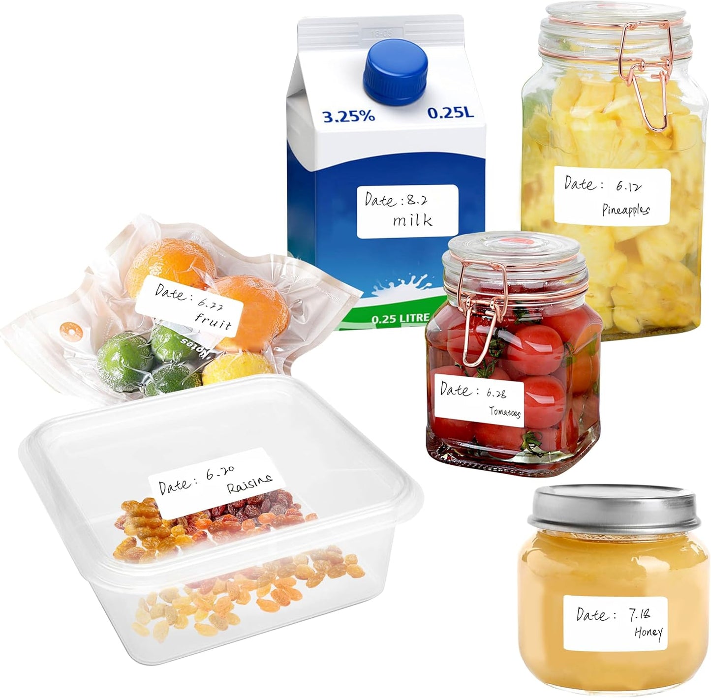 300 Removable Blank Food Labels, Water/Oil/Tear Resistant with Perforation Line for Freezer Food Containers Jars Pantry Organization (Each Measures 1” x 2”)