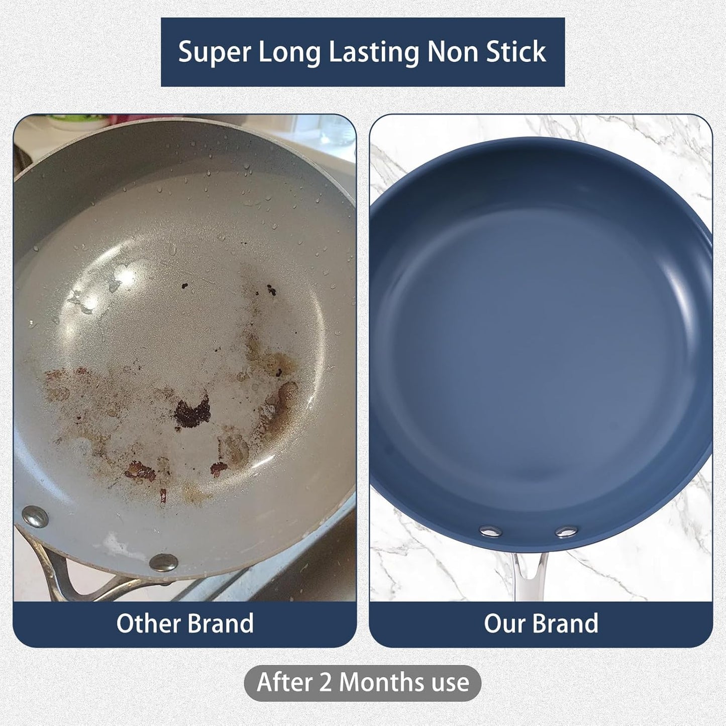 Stainless Steel Nonstick Frying Pan,8 Inch Healthy Non Toxic Ceramic Coating Cookware Works on Induction, Electric Stove and Gas Cooktops,PTFE PFAS PFOA Free Skillet,Dishwasher&Oven Safe