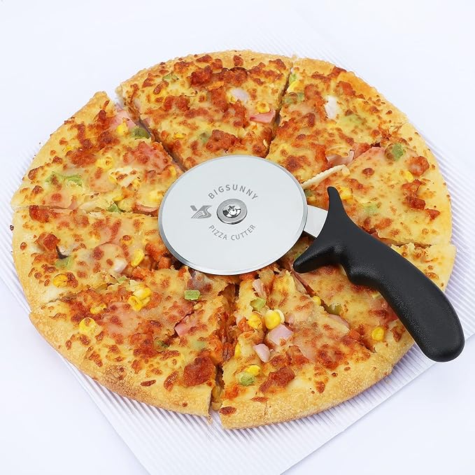 MSY BIGSUNNY Pro Pizza Cutter, Stainless Steel Pizza Cutter Wheel, with Super Sharp Pizza Slicer Dia 4-inch(10cm), Dishwasher Safe
