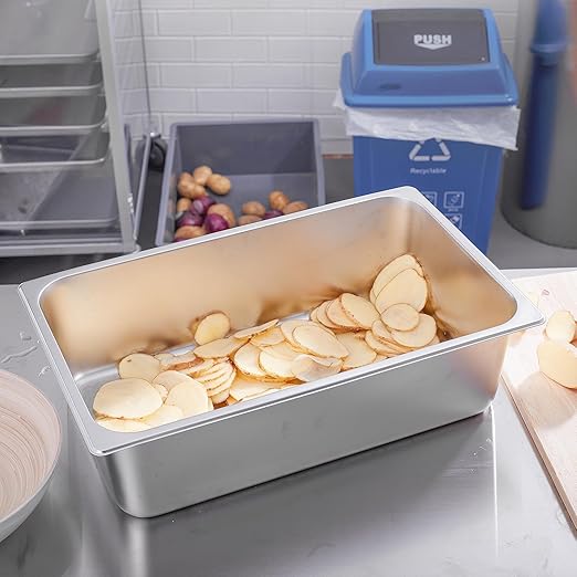 Stainless Steel Pan 6-Pack 6 Inch Deep Full Size Pans Catering Storage Metal Food Pan commercial Steamer pan food Catering Trays for Hotel Steam Table Tray for Food Warmer