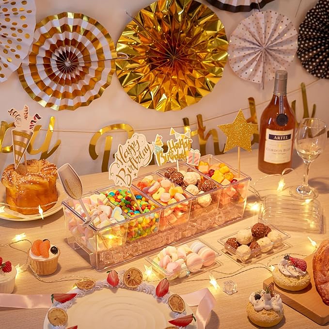 Lifewit 3 Pack Taco Bar Serving Set for Party with Containers(2.5 Cup)&Components,Large Ice Chilled Condiment Caddy Organizer, Garnish Serving Tray Platter for Mimosa Bar Accessories,Fruit,Salad,Food