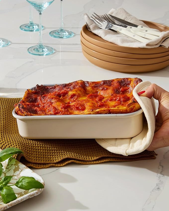 Caraway Nonstick 9” x 6.5” Small Rectangle Baking Pan – Non-Toxic, PTFE & PFOA Free – Aluminized Steel Core – Deep Ceramic Baking Pan for Casseroles, Lasagna & More - Marigold