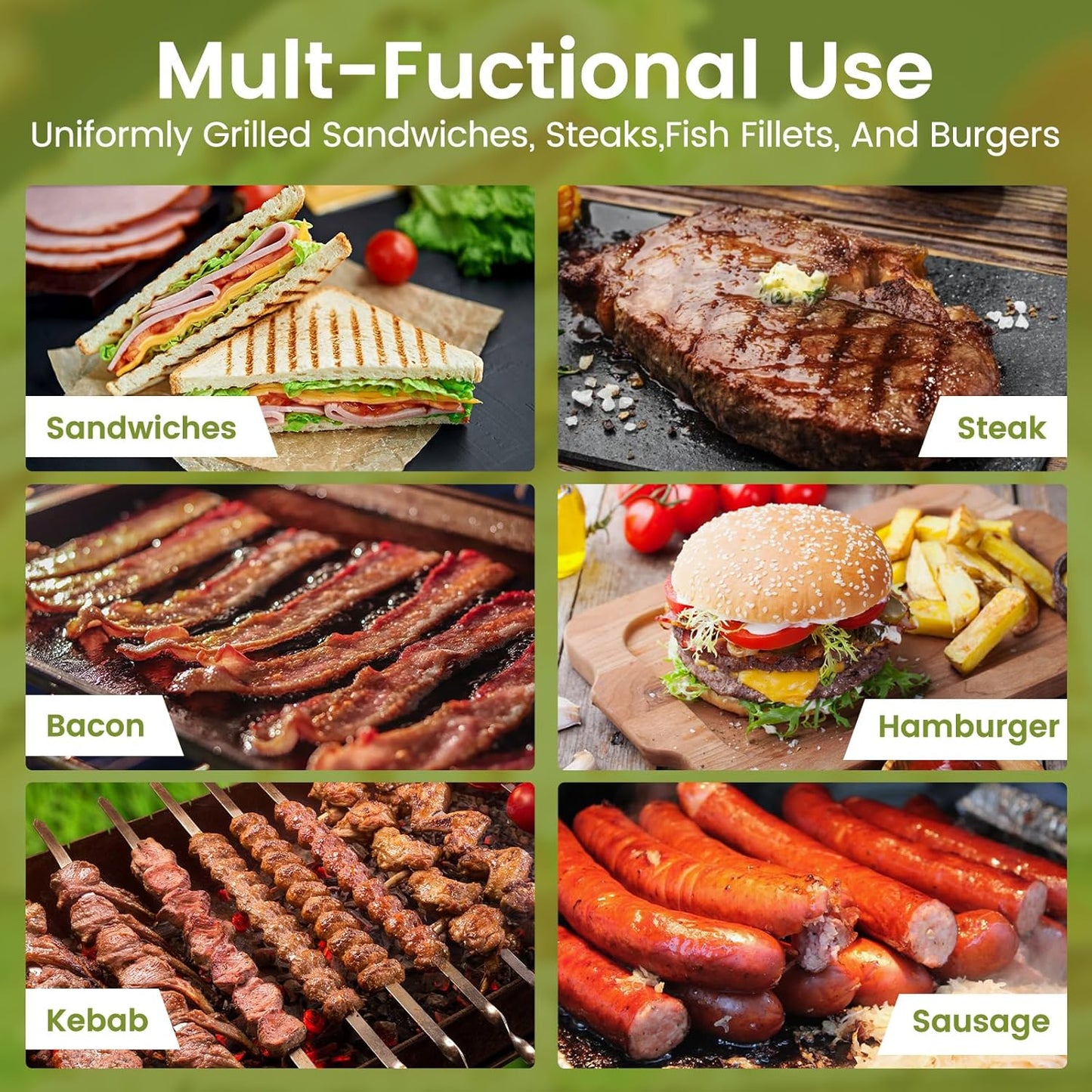 Smashed Burger Press, 7” Round Heavy-Duty Cast Iron Smash Meat Steak with Wooden Handle for Blackstone Griddle, Juicy and Crispy Burgers for BBQs, Cookouts