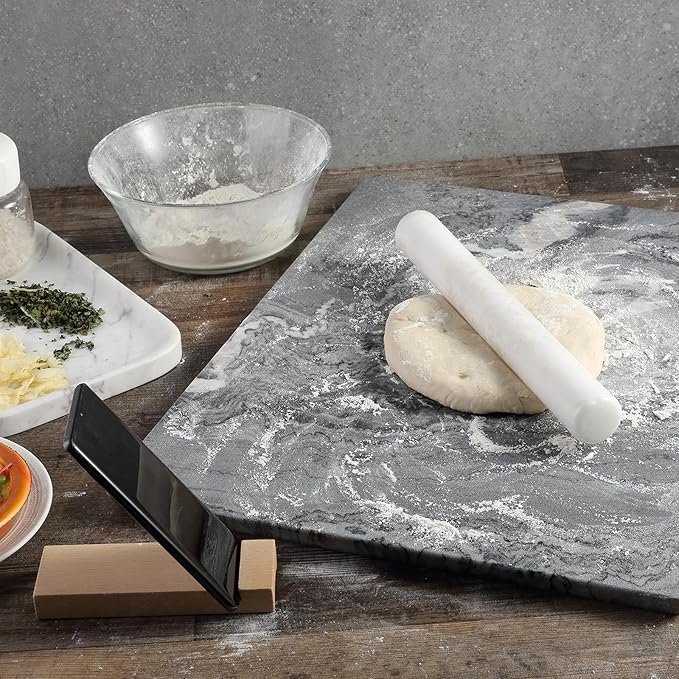 Koville African Natural Marble French Rolling Pin, 16inch Non-Stick Rolling Pin for Baking, Dough Roller for Pasta, Dumpling, Fondant, Pie, Bread, Pizza, Kitchen Baking Tools(Namib Fantasy)