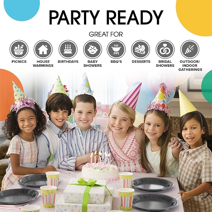 Exquisite Party Solids Silver Plastic Plates For Party 7" Silver Disposable Plates Heavy Duty Supplies 100 Pcs Plastic Dinnerware Sets Heavy Duty 350 GSM Disposable Dinnerware Set