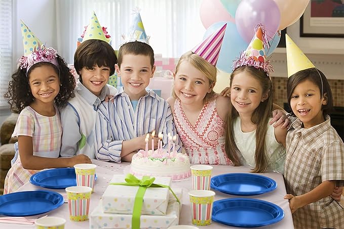 Exquisite Party Solids Dark Blue Plastic Plates For Party 9" Dark Blue Disposable Plates Heavy Duty Supplies 100 Pcs Plastic Dinnerware Sets Heavy Duty 350 GSM Disposable Dinnerware Set