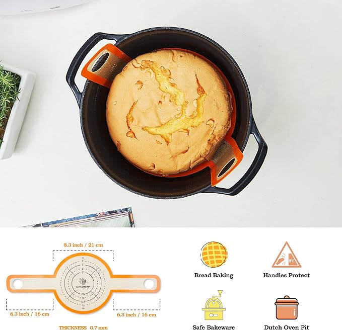 GUY DREAM All-in-One Silicone Baking Mat Set - Kneading Mat, Cookie & Macaron Half Sheet Mat, 1/4 Sheet Mat, Square & Round Cake Mats, Artisan Bread Mat - Ideal Gift for Baking