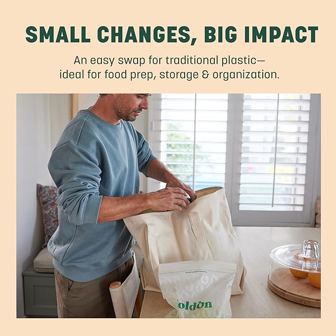 HoldOn Zipseal Gallon Bags - Compostable, PFOA-Free, BPA-Free, Food-Safe Zip Seal Food Storage Bags/Freezer-Safe Gallon Bags With Secure Seal for Home & Travel (2-pack, 50 bags total)