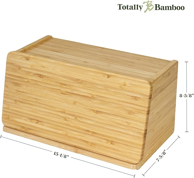 Totally Bamboo Bread Box for Kitchen Countertop – Bamboo Wood Bread Storage Container with Removable Cutting Board Lid and Crumb Catcher | Bread Bin for Loaves and Baked Goods