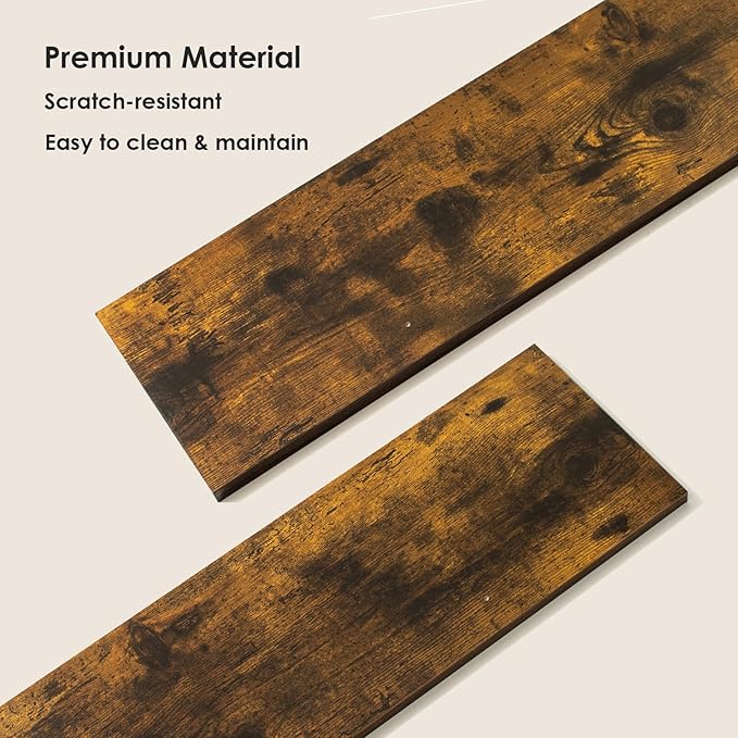 DINZI LVJ Long Wall Shelves, Set of 4, 39.4Inch Wall Mounted Shelves, Extra Large Wall Storage Ledges with Sturdy Metal Brackets for Living Room, Bathroom, Bedroom, Kitchen, Rustic Brown