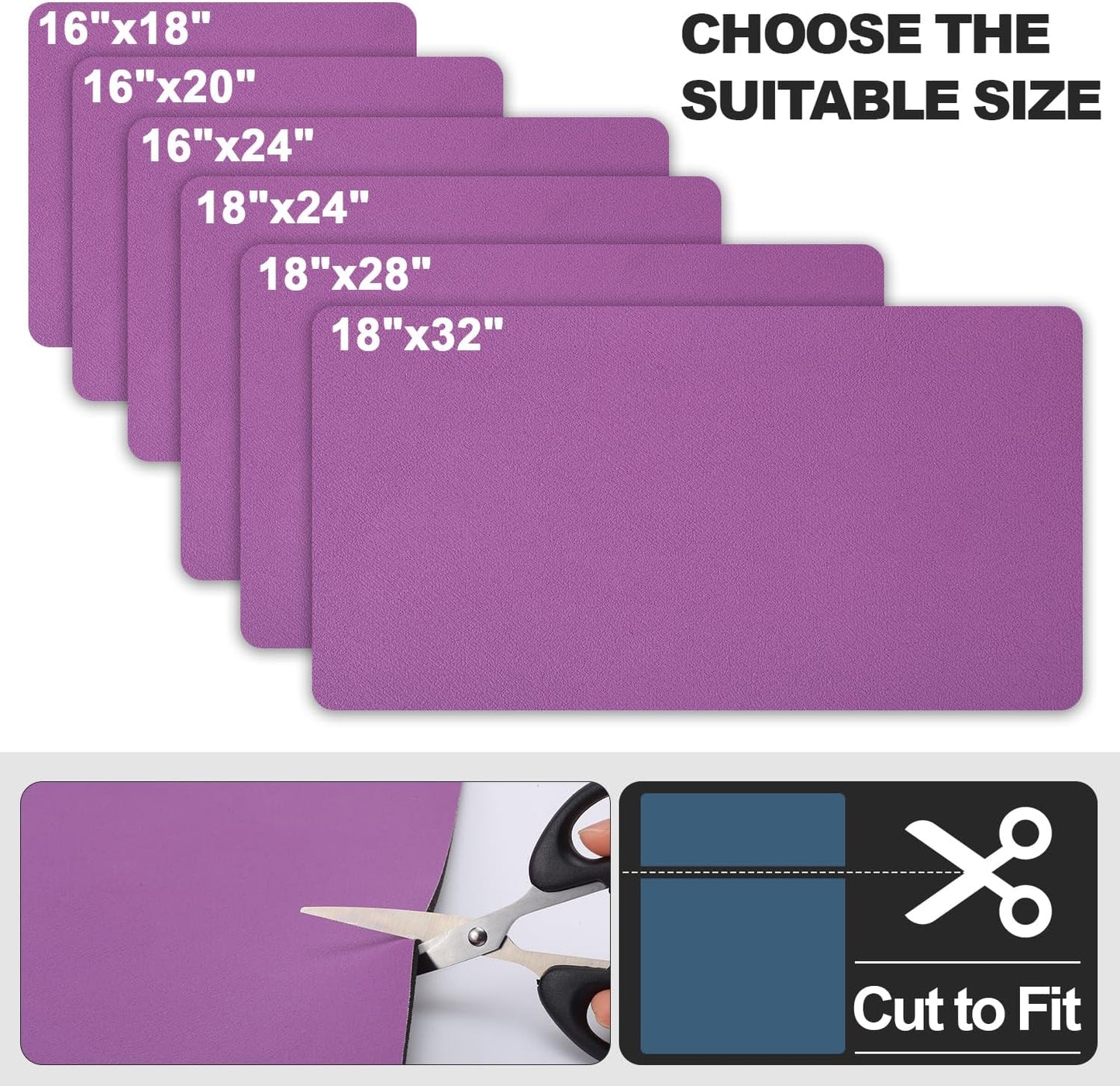 Dish Drying Mat for Kitchen Counter | Coffee Bar Mat for Countertops | Heat Resistant Drainer Mat with Non-slip Rubber Backed | Hide Stain Kitchen Absorbent Draining Mat | Purple 18"x28"