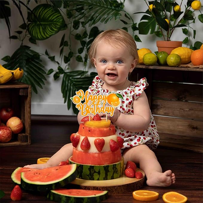 Seyal® Orange Happy Birthday Cake Topper