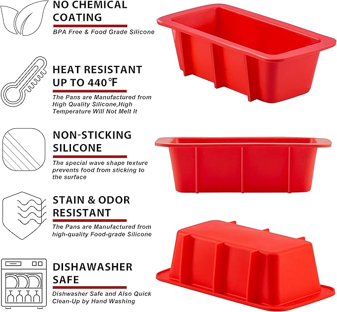 Anaeat Mini Reusable Silicone Bread Pan Set of 3, Non-Stick and Flexible, Safe and Environment Friendly, Multi-Purpose, Easy to Use and Clean, Brand Quality Guarantee