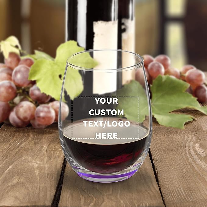 Custom Stemless Wine Glasses by ARC 5.5 oz. Set of 50, Personalized Bulk Pack - Perfect for Hotel, Bar, Restaurant or Lounge - Purple