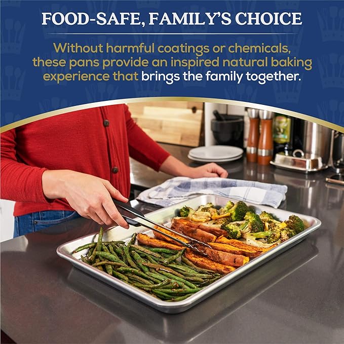 Ultra Cuisine Stainless Steel Jelly Roll Sheet Cooling Rack Set & Aluminum Baking Pan Set - Professional Quality, Fits Jelly Roll Sheet Pans - Cookie Sheet for Baking - 10"x14.75" Rack, 16"x11" Pan